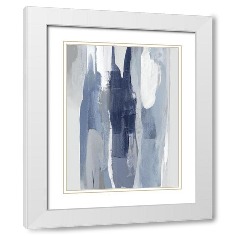 Converge Blue I White Modern Wood Framed Art Print with Double Matting by Hanson, Jackie