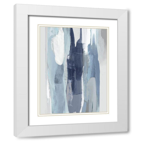 Converge Blue III White Modern Wood Framed Art Print with Double Matting by Hanson, Jackie