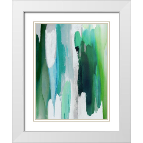 Converge Green II White Modern Wood Framed Art Print with Double Matting by Hanson, Jackie