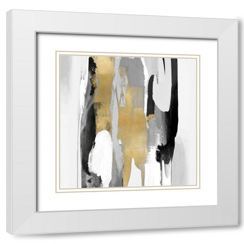 Converge II White Modern Wood Framed Art Print with Double Matting by Hanson, Jackie
