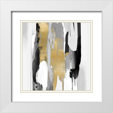 Converge II White Modern Wood Framed Art Print with Double Matting by Hanson, Jackie