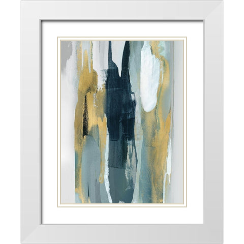 Converge Teal I White Modern Wood Framed Art Print with Double Matting by Hanson, Jackie