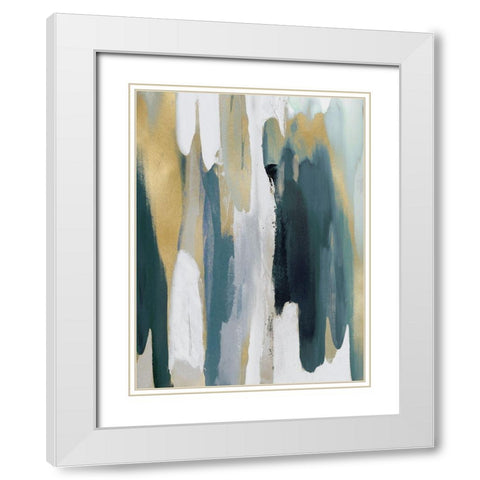 Converge Teal II White Modern Wood Framed Art Print with Double Matting by Hanson, Jackie
