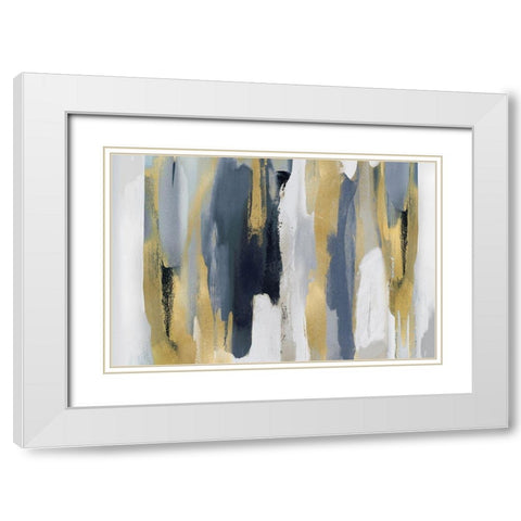 Echoes in Blue and Gold I White Modern Wood Framed Art Print with Double Matting by Hanson, Jackie