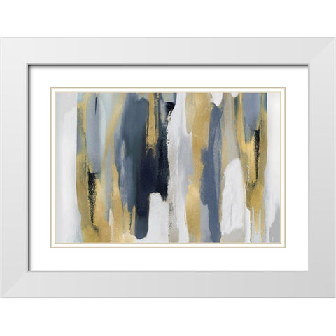 Echoes in Blue and Gold I White Modern Wood Framed Art Print with Double Matting by Hanson, Jackie