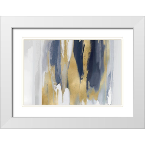 Echoes in Blue and Gold II White Modern Wood Framed Art Print with Double Matting by Hanson, Jackie