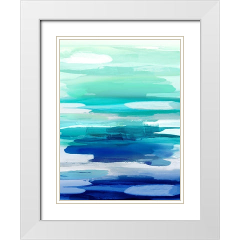 Glide in Green  White Modern Wood Framed Art Print with Double Matting by Hanson, Jackie