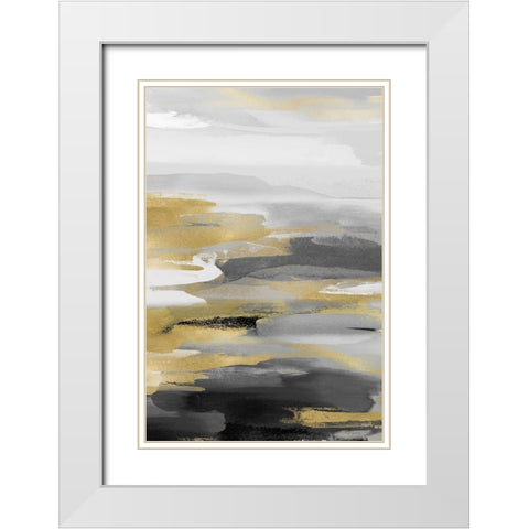 Intuition Black and Gold White Modern Wood Framed Art Print with Double Matting by Hanson, Jackie