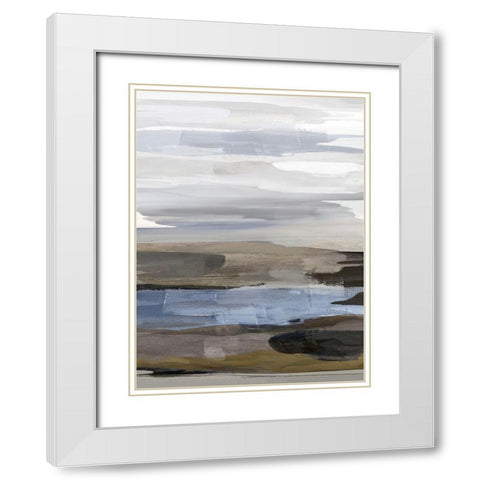 Intuition Blue and Brown White Modern Wood Framed Art Print with Double Matting by Hanson, Jackie