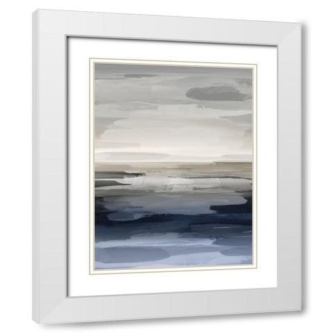Intuition Blue and Gray White Modern Wood Framed Art Print with Double Matting by Hanson, Jackie