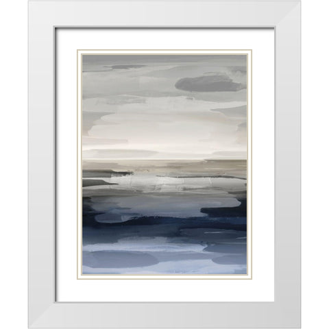 Intuition Blue and Gray White Modern Wood Framed Art Print with Double Matting by Hanson, Jackie