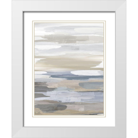 Intuition Blue and Tan White Modern Wood Framed Art Print with Double Matting by Hanson, Jackie