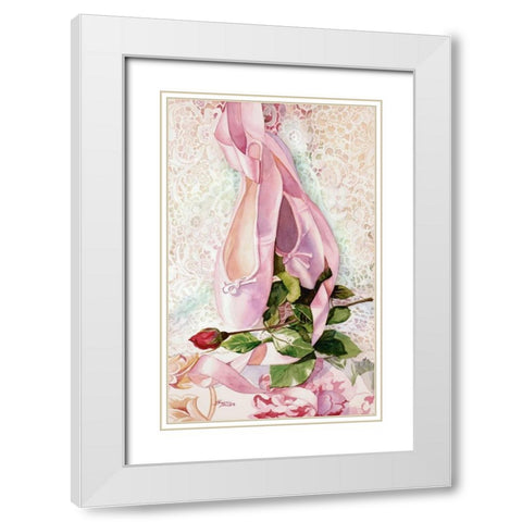 Ballet Rose White Modern Wood Framed Art Print with Double Matting by Koenig, Judy