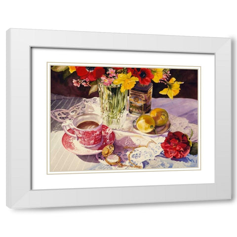 High Tea White Modern Wood Framed Art Print with Double Matting by Koenig, Judy