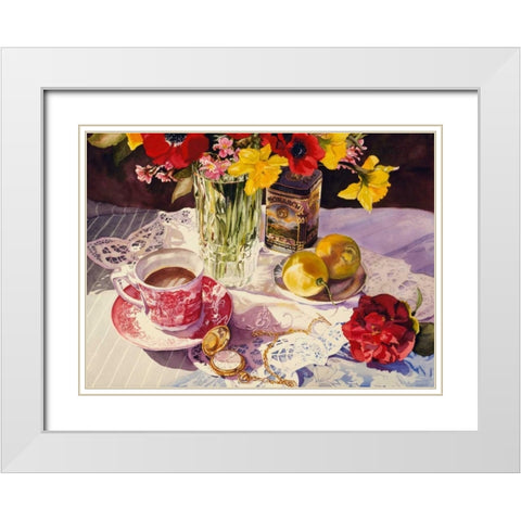 High Tea White Modern Wood Framed Art Print with Double Matting by Koenig, Judy