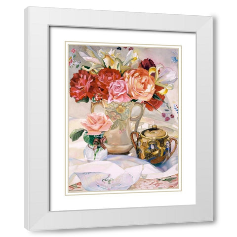 Rose Dynasty White Modern Wood Framed Art Print with Double Matting by Koenig, Judy