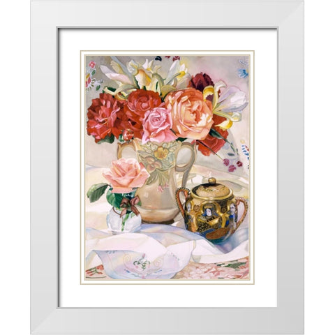 Rose Dynasty White Modern Wood Framed Art Print with Double Matting by Koenig, Judy