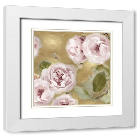 Roses on Gold I White Modern Wood Framed Art Print with Double Matting by Lane, Joanna