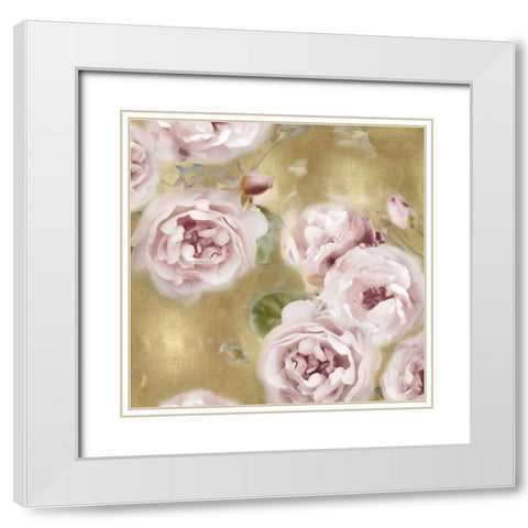 Roses on Gold II White Modern Wood Framed Art Print with Double Matting by Lane, Joanna
