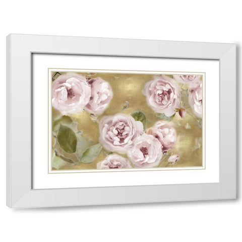 Roses on Gold III White Modern Wood Framed Art Print with Double Matting by Lane, Joanna