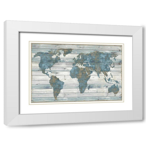 World on Wood White Modern Wood Framed Art Print with Double Matting by MacDowell, Jamie