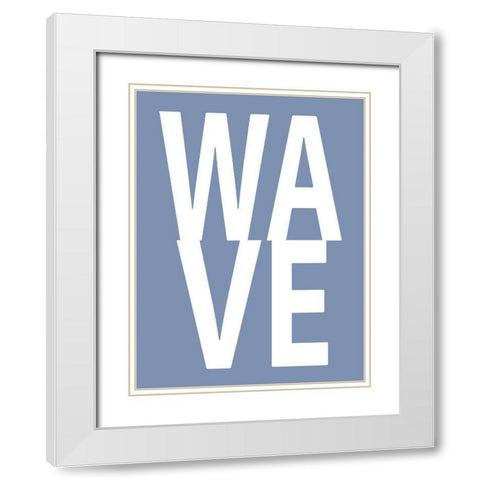 Wave Blue White Modern Wood Framed Art Print with Double Matting by MacDowell, Jamie