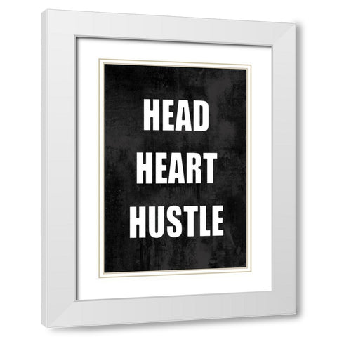 Head Heart Hustle on Black White Modern Wood Framed Art Print with Double Matting by MacDowell, Jamie