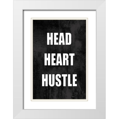Head Heart Hustle on Black White Modern Wood Framed Art Print with Double Matting by MacDowell, Jamie
