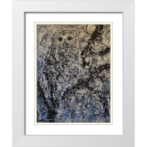 Owl I White Modern Wood Framed Art Print with Double Matting by Foster, Joseph Marshal