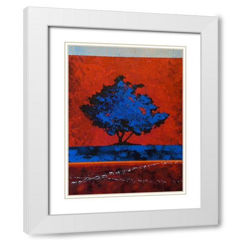 Blue Tree White Modern Wood Framed Art Print with Double Matting by Foster, Joseph Marshal