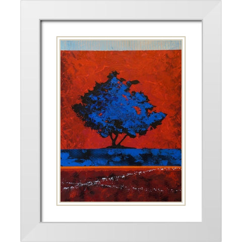 Blue Tree White Modern Wood Framed Art Print with Double Matting by Foster, Joseph Marshal