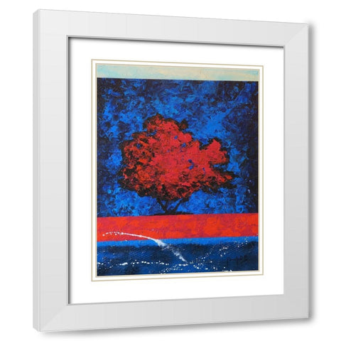 Red Tree White Modern Wood Framed Art Print with Double Matting by Foster, Joseph Marshal