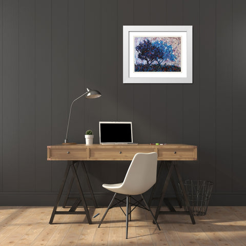 Blue Trees White Modern Wood Framed Art Print with Double Matting by Foster, Joseph Marshal