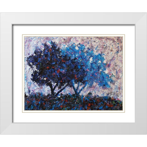 Blue Trees White Modern Wood Framed Art Print with Double Matting by Foster, Joseph Marshal