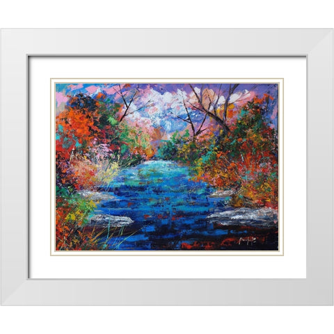 Pond White Modern Wood Framed Art Print with Double Matting by Foster, Joseph Marshal