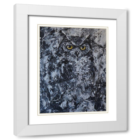 Owl II White Modern Wood Framed Art Print with Double Matting by Foster, Joseph Marshal