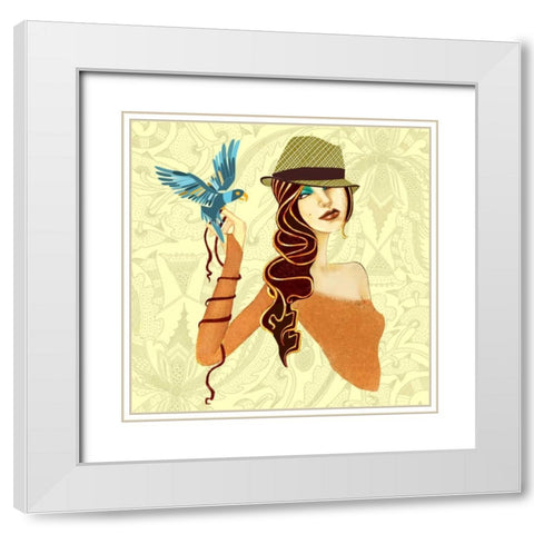 Bird White Modern Wood Framed Art Print with Double Matting by Goddess, Jami