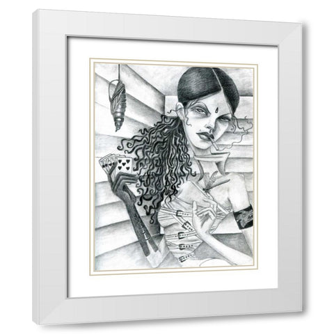 Cassandra (Drawing) White Modern Wood Framed Art Print with Double Matting by Goddess, Jami