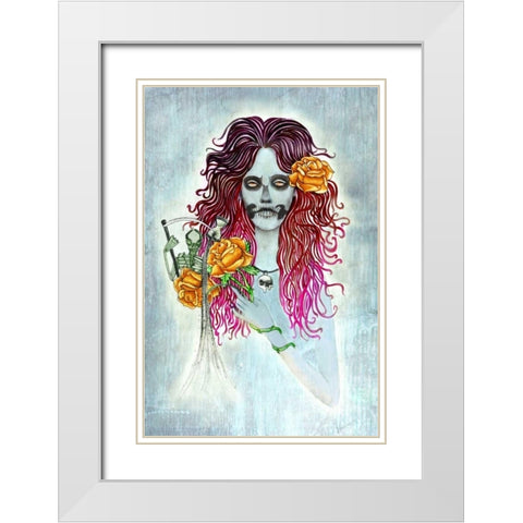 Day of Dead White Modern Wood Framed Art Print with Double Matting by Goddess, Jami