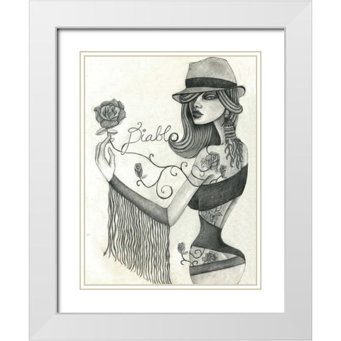 Diablo (Drawing) White Modern Wood Framed Art Print with Double Matting by Goddess, Jami