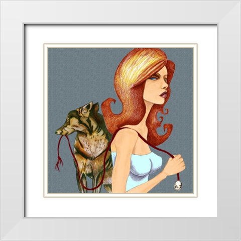 Dog White Modern Wood Framed Art Print with Double Matting by Goddess, Jami