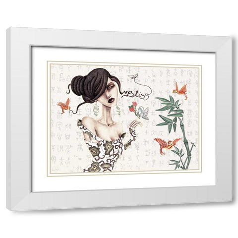 Geisha White Modern Wood Framed Art Print with Double Matting by Goddess, Jami