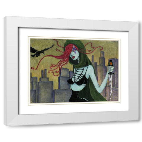 Jane at Night White Modern Wood Framed Art Print with Double Matting by Goddess, Jami