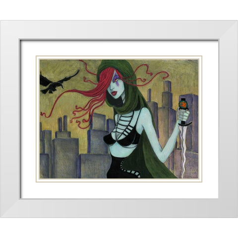 Jane at Night White Modern Wood Framed Art Print with Double Matting by Goddess, Jami