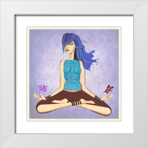 Lotus White Modern Wood Framed Art Print with Double Matting by Goddess, Jami