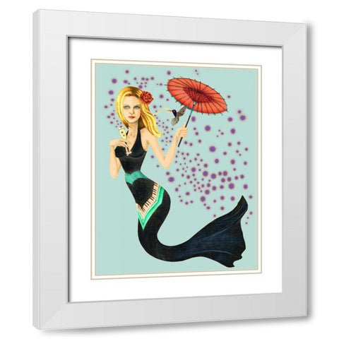 Mermaid White Modern Wood Framed Art Print with Double Matting by Goddess, Jami