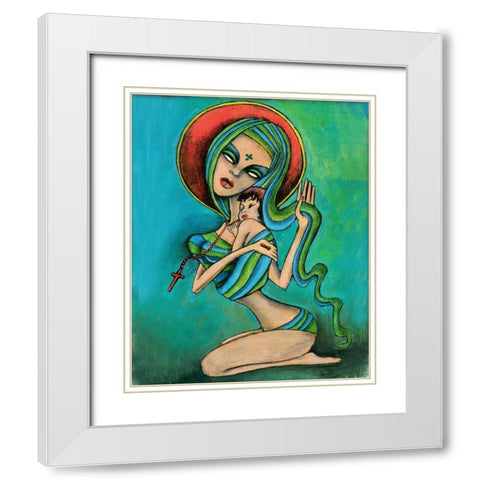 Mother and Daughter White Modern Wood Framed Art Print with Double Matting by Goddess, Jami