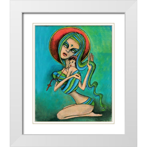 Mother and Daughter White Modern Wood Framed Art Print with Double Matting by Goddess, Jami