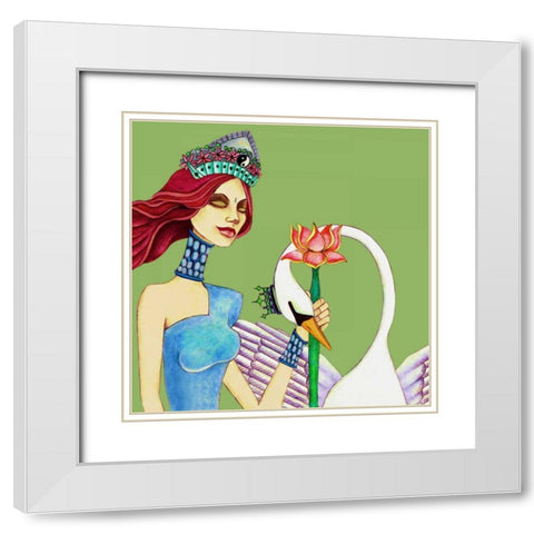 Queen White Modern Wood Framed Art Print with Double Matting by Goddess, Jami