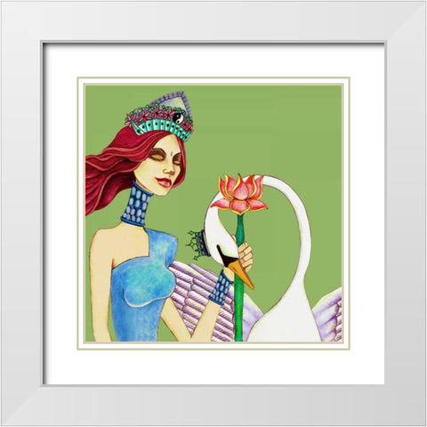 Queen White Modern Wood Framed Art Print with Double Matting by Goddess, Jami